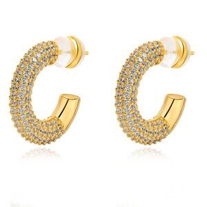 Sahira Jewelry Design - Demi Pave Hoop: Gold